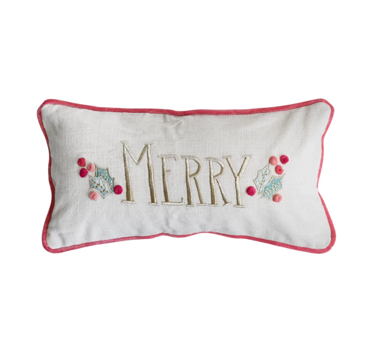 MERRY Lumbar Pillow w/ Pom Poms