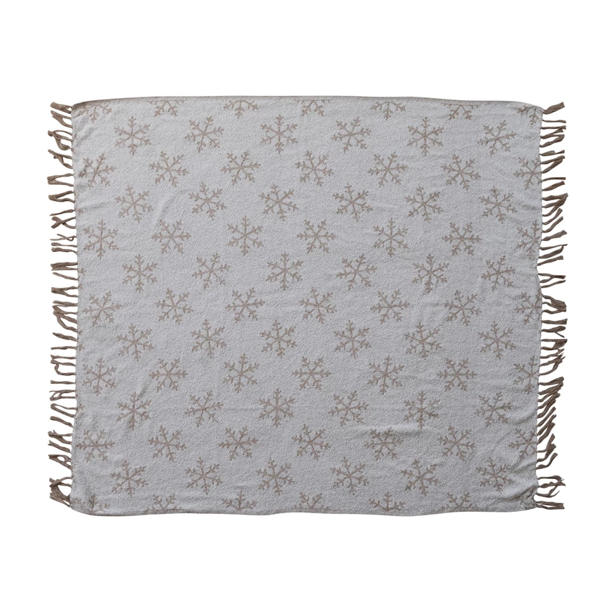 60"L x 50"W Snowflake Jacquard Throw