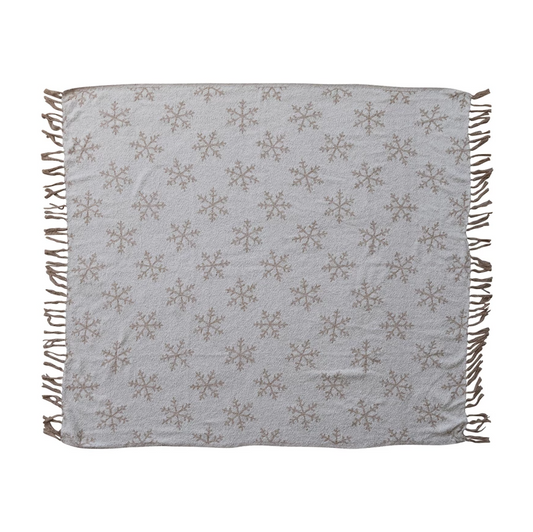 60"L x 50"W Snowflake Jacquard Throw