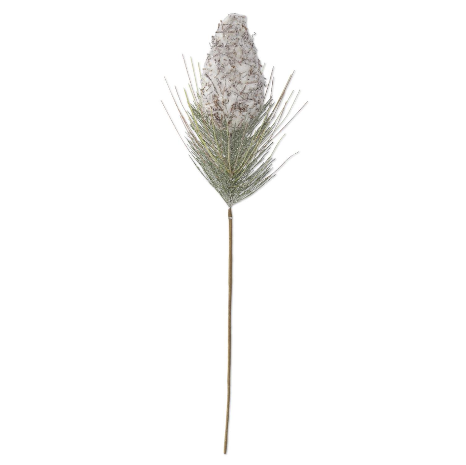 27.5" Glittered Snowy Pinecone Stem