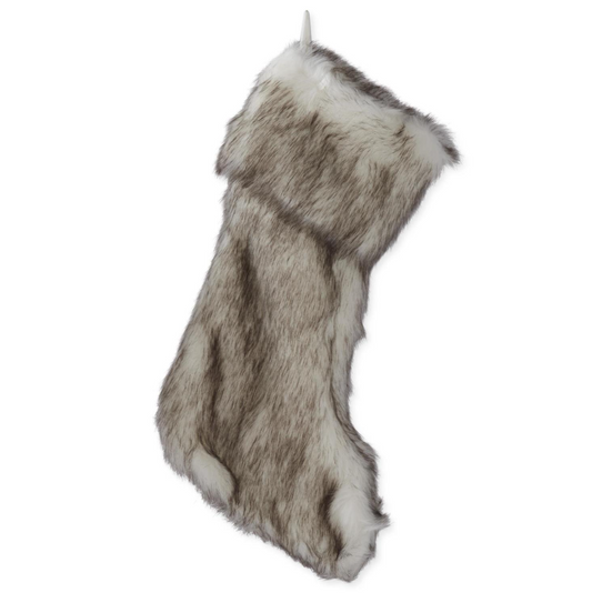 Brown + Cream Faux Fur Stocking
