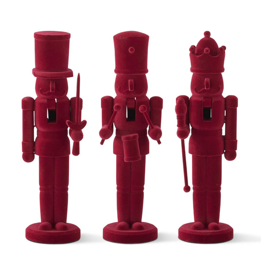 Wood Burgundy Velvet Nutcracker - 3 STYLES