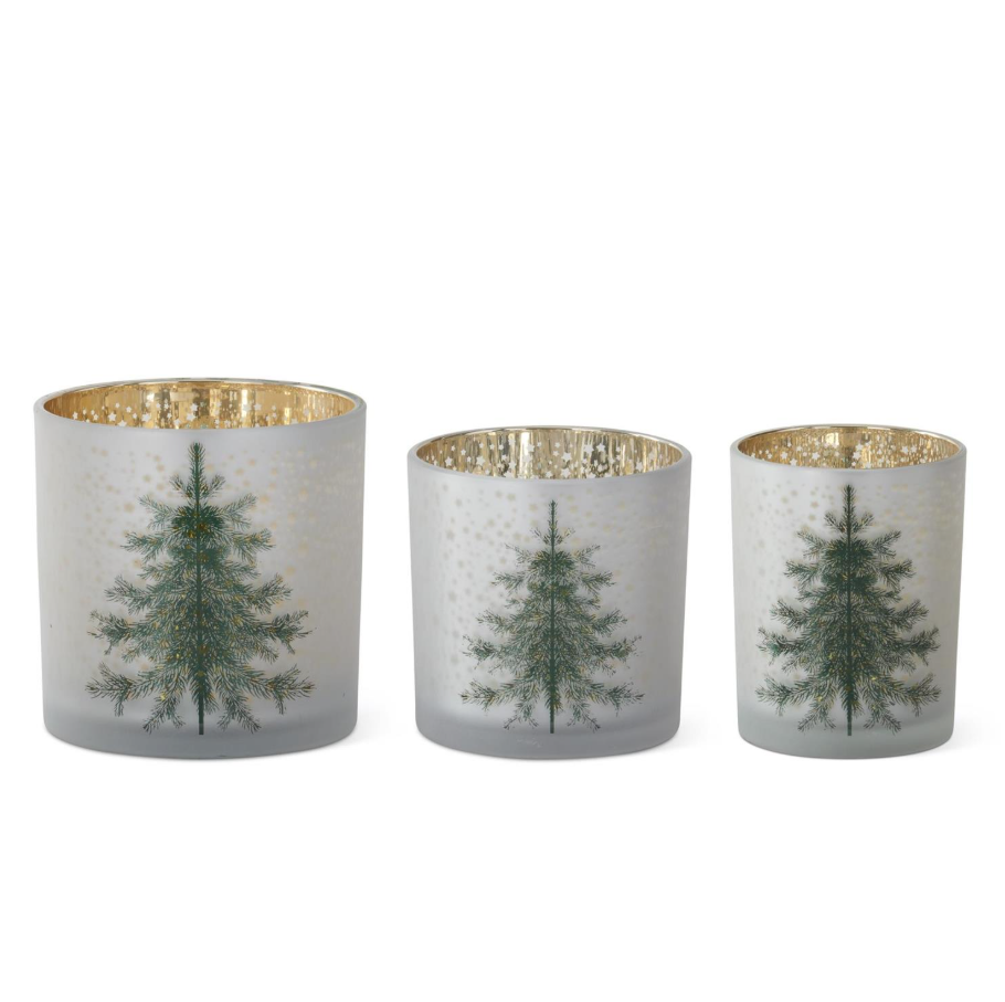 Frosted Glass Christmas Tree Container - SM