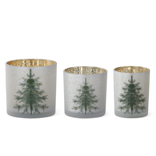 Frosted Glass Christmas Tree Container - LG
