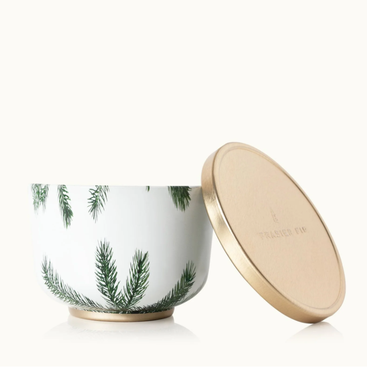 6.5oz Frasier Fir Candle Tin w/ Gold Lid