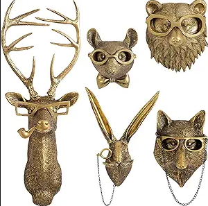 Brass Finish Wall-Mount Animals