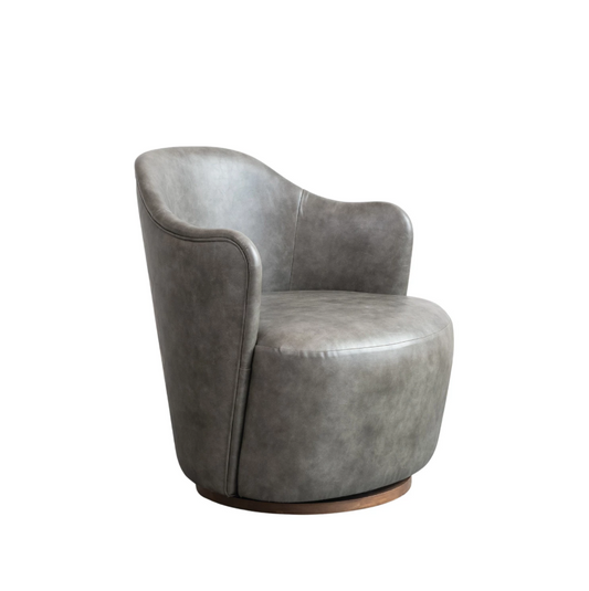 Grey Faux Leather Swivel Chair