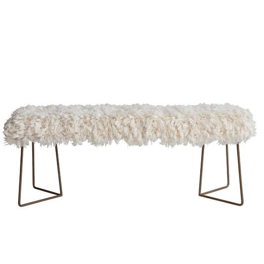 New Zealand Wool Bench w/ Antique Gold Legs