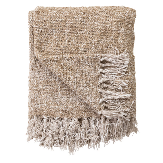 Woven Brown Throw w/ Fringe