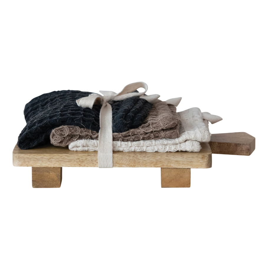 Cutting Board + Waffle Weave Cloth Set