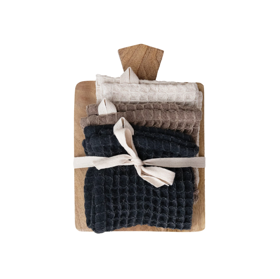 Cutting Board + Waffle Weave Cloth Set