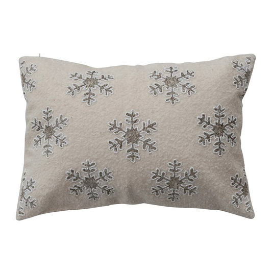 Beaded Snowflake Lumbar Pillow