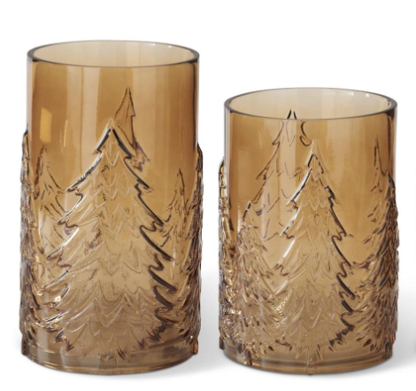 Brown Tree Embossed Glass Container