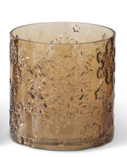 Brown Tree Embossed Glass Container