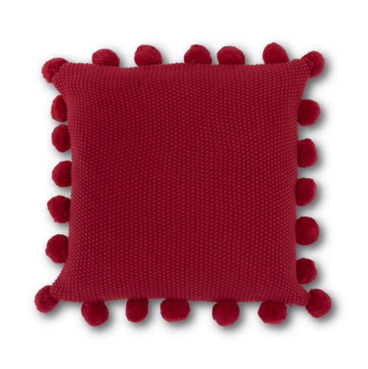 20" Red Pom Pom Pillow