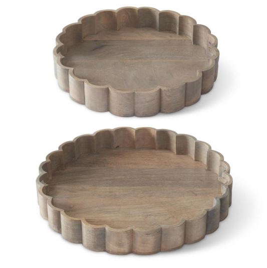 RND Wood Scalloped Tray - SM