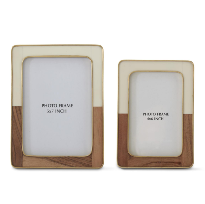 4X6 Gold Trim Cream/Teak Wood Frame