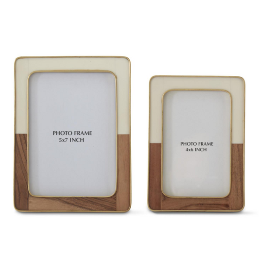 4X6 Gold Trim Cream/Teak Wood Frame