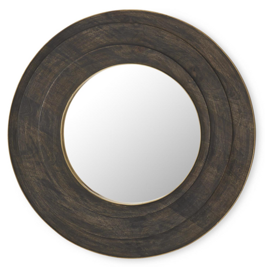 35" Brown/Gold Metal Framed Mirror