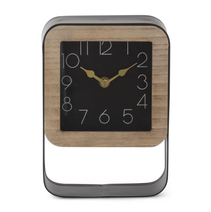 Black Metal & Wood Clock