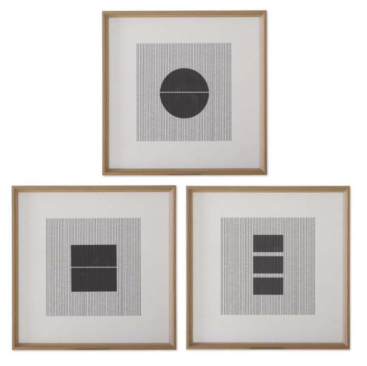 Wood Framed Cream & Black Art - 3 STYLES