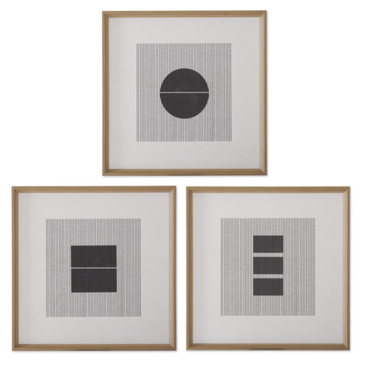 Wood Framed Cream & Black Art - 3 STYLES