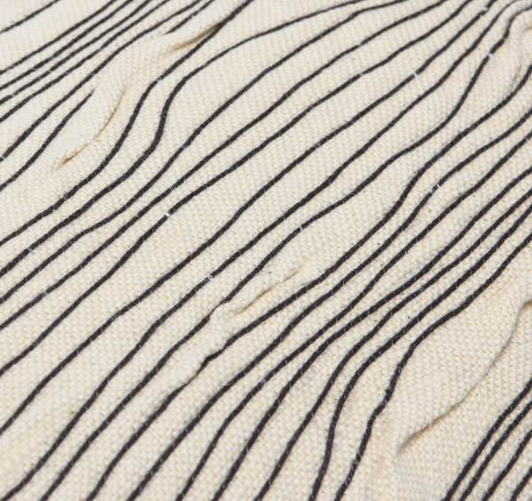 Cream/Blk Embroidered Lumbar Pillow