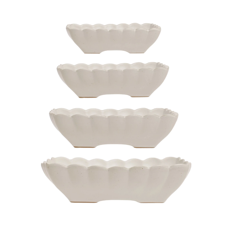 Scalloped Edge Stoneware Serving Dish - MD