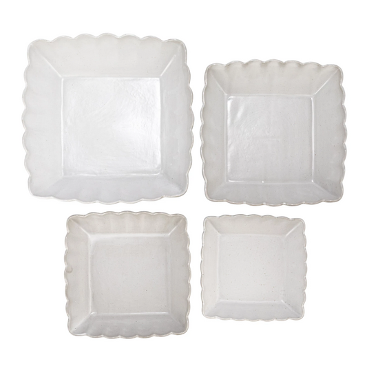 Scalloped Edge Stoneware Serving Dish - XL