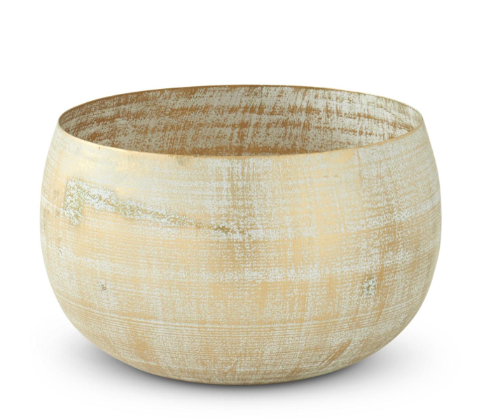Whitewashed Metal Gold Bowl