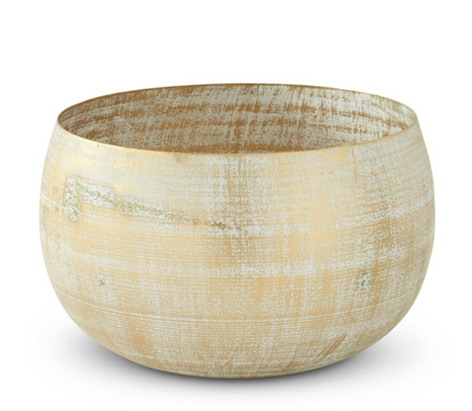 Whitewashed Metal Gold Bowl