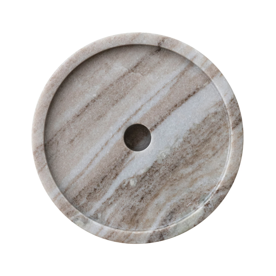 Marble Candle Holder w/ Glass Hurricane