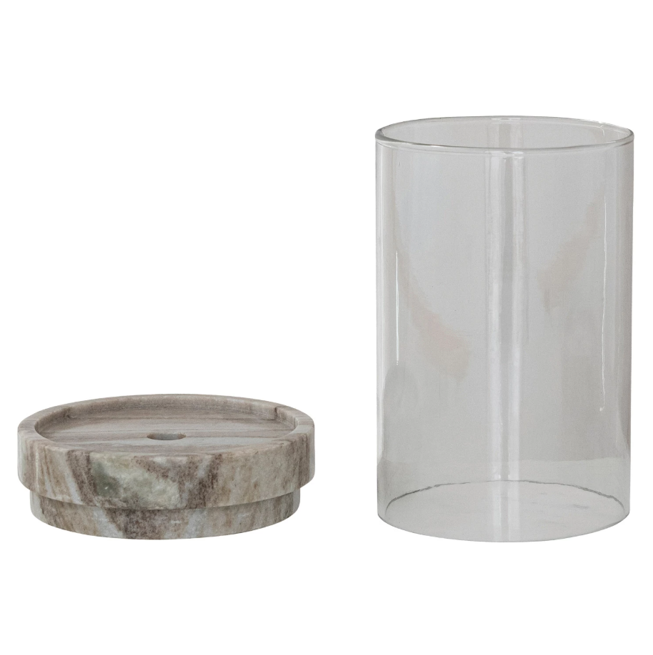 Marble Candle Holder w/ Glass Hurricane