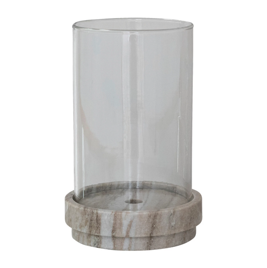 Marble Candle Holder w/ Glass Hurricane
