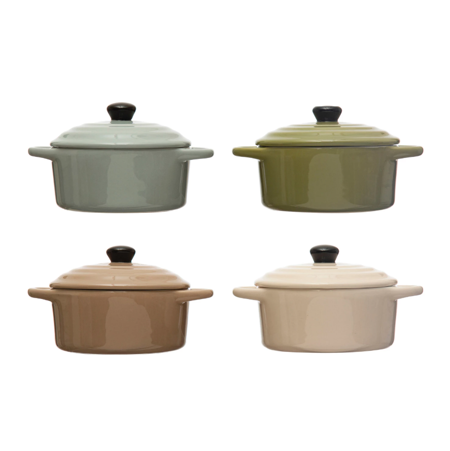 Stoneware Mini Baker w/ Lid - TAUPE