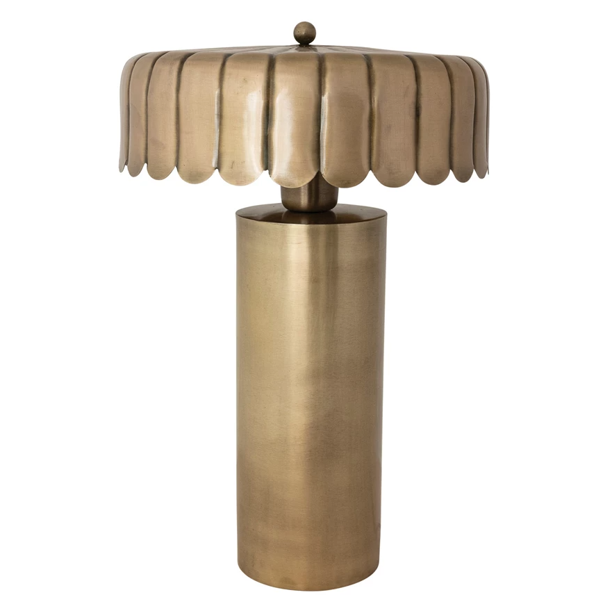 Antique Brass Table Lamp w/ Scalloped Shade