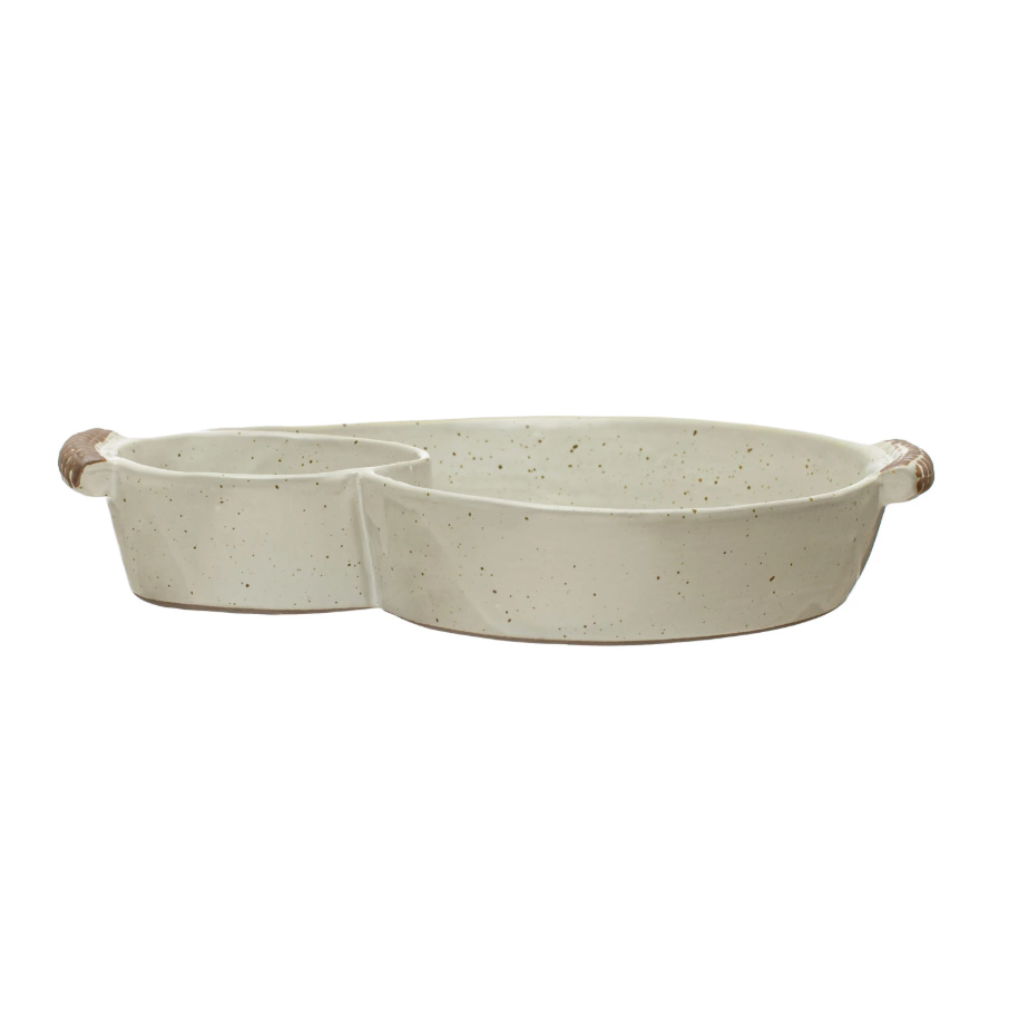 Cream Charcuterie/Chip&Dip Stoneware Dish