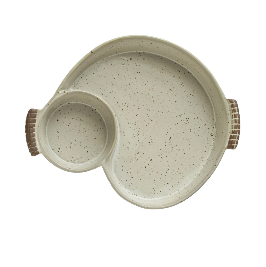 Cream Charcuterie/Chip&Dip Stoneware Dish