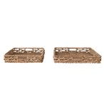Hand-Woven Water Hyacinth & Rattan Tray - LG