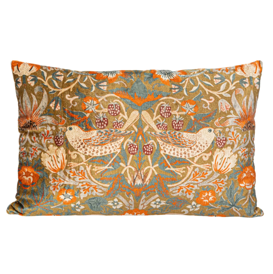 Velvet Lumbar w/ Florals/Birds
