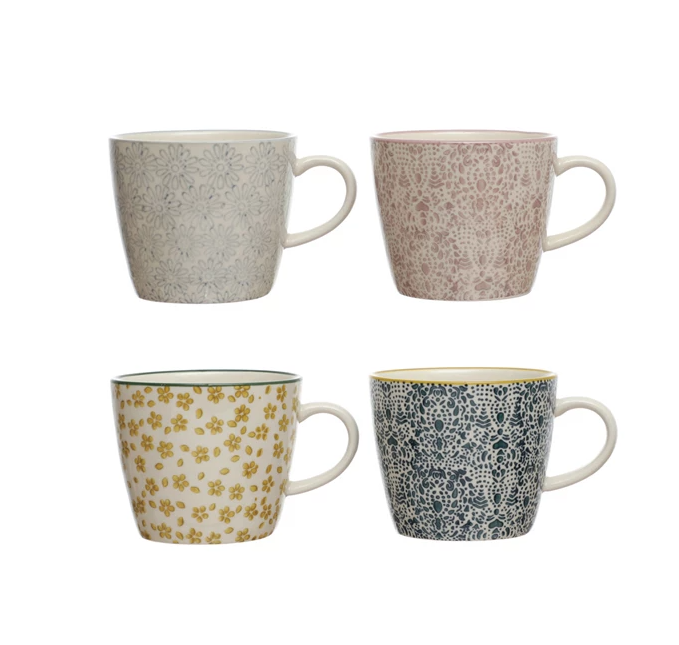 10oz Hand-Stamped Stoneware Mug