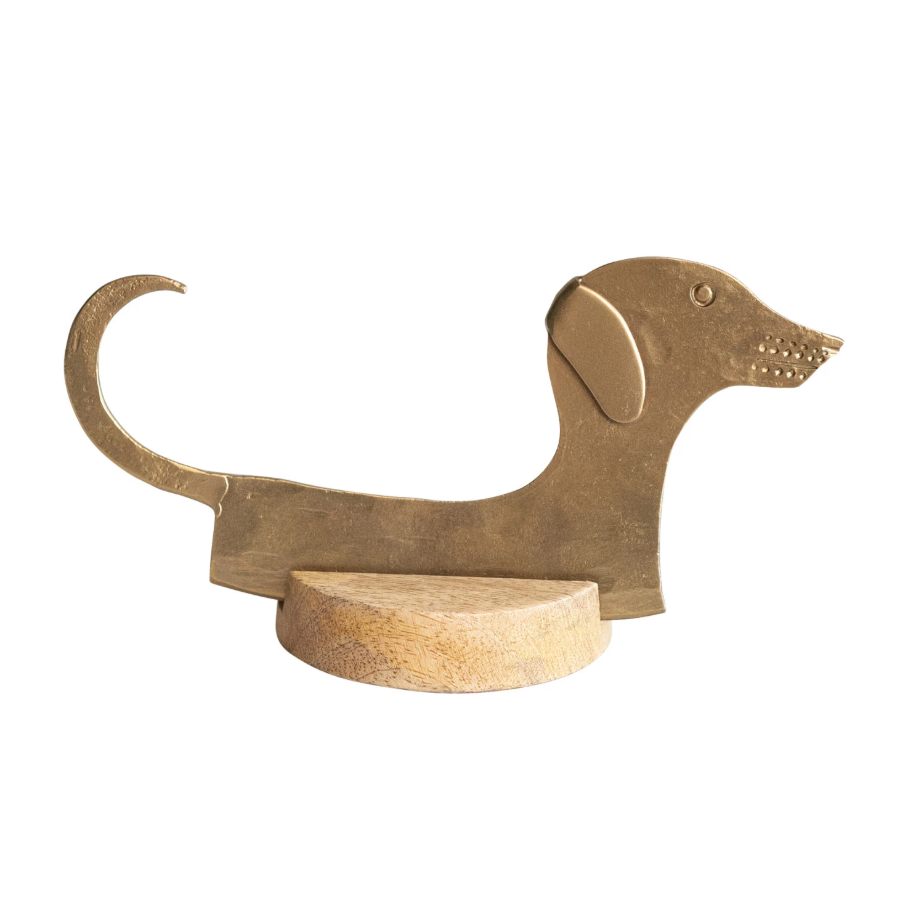 Hand-Forged Brass Dog Cheese Knife w/ Stand