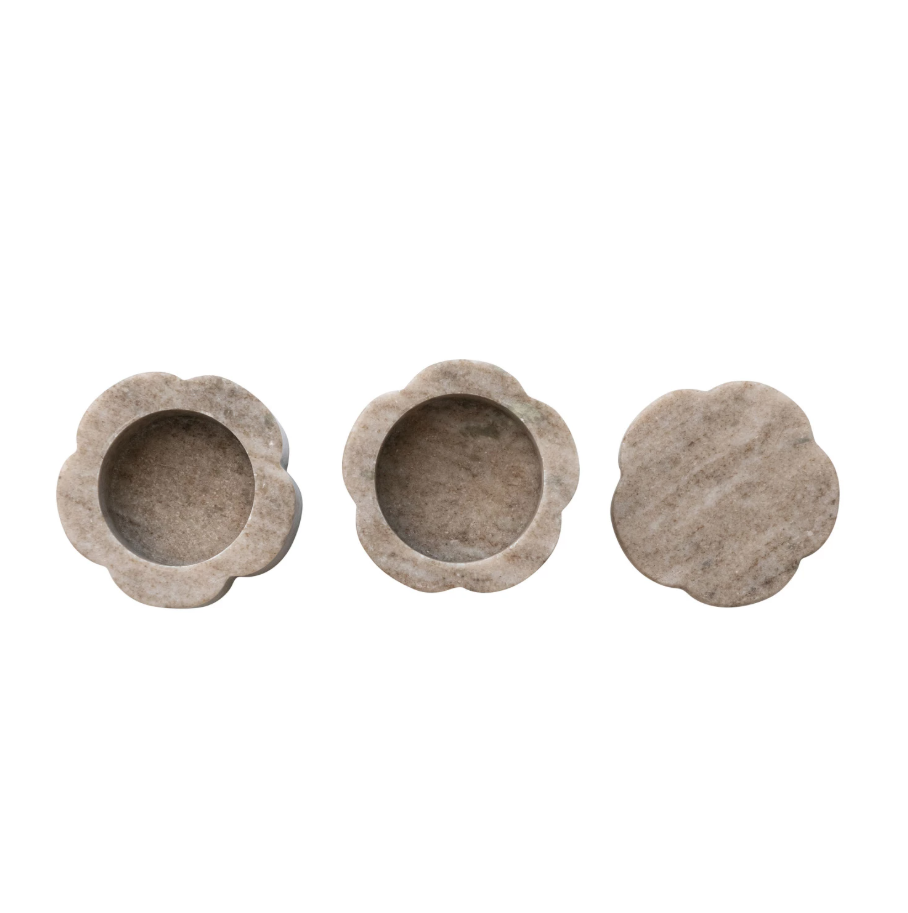 Marble Scalloped Stackable Pinch Pots