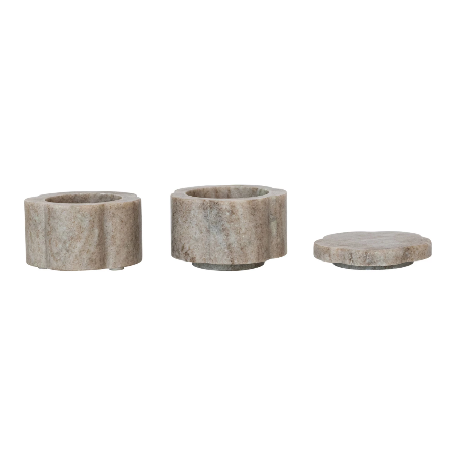 Marble Scalloped Stackable Pinch Pots