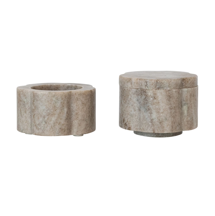 Marble Scalloped Stackable Pinch Pots