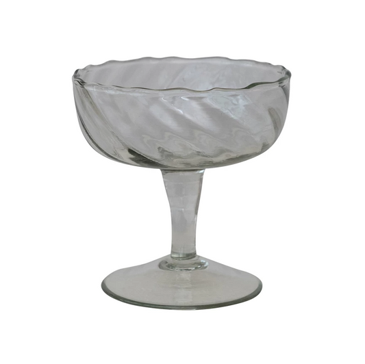 Hand-Blown Twisted Stemmed Coupe Glass