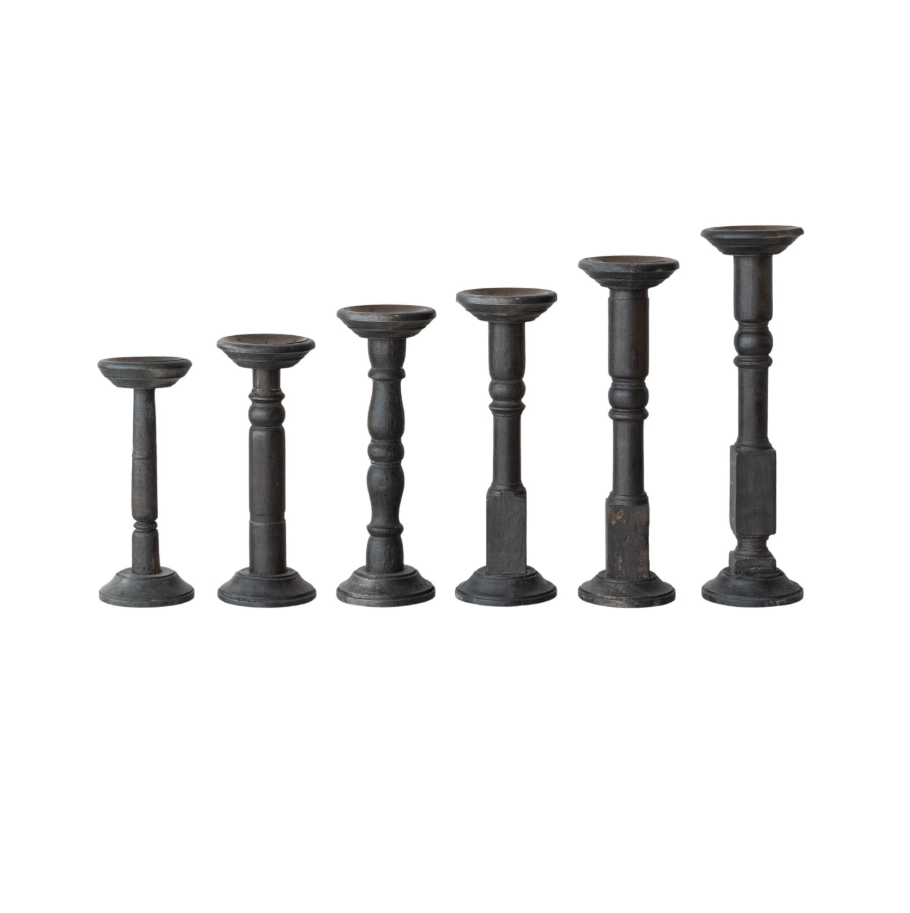 15.5" Found Turned Wood Candle Holder