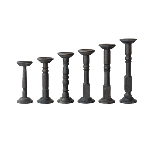 17.5" Found Turned Wood Candle Holder