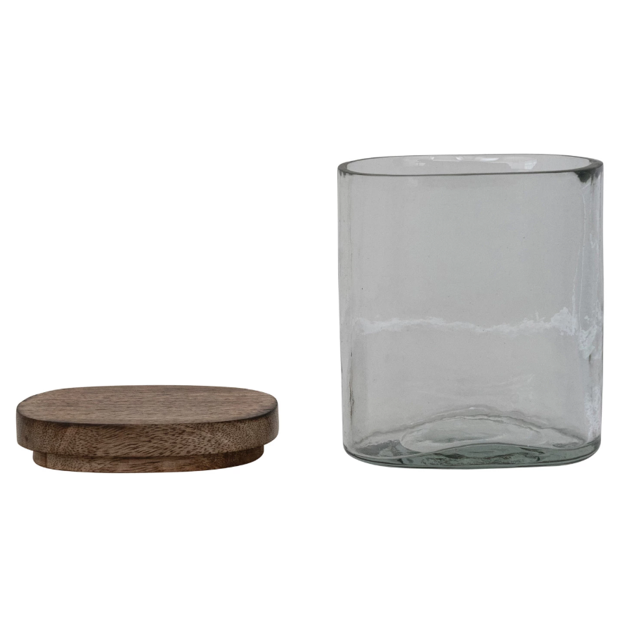 14oz Hand-Blown Jar w/ Mango Wood Lid