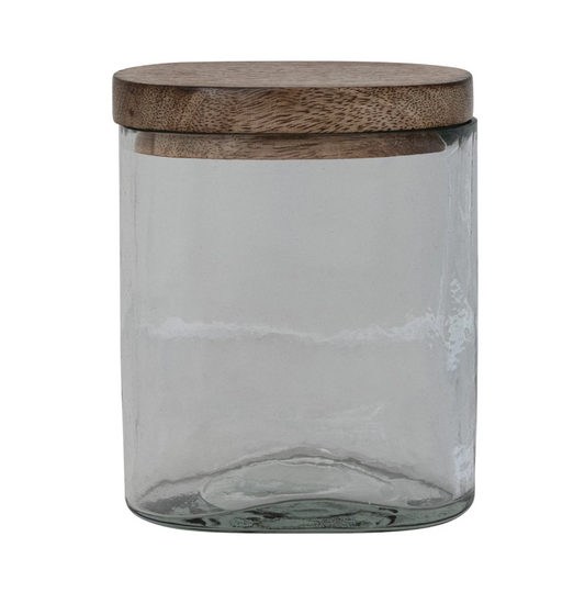 14oz Hand-Blown Jar w/ Mango Wood Lid